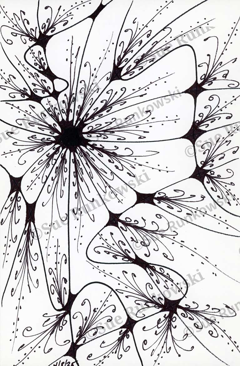 Black and white abstract ink drawing of neurons, neural network illustration, hand-drawn brain cells with dendrites and synapses, fractal organic pattern, neuroscience art sketch, neural connections diagram, biomorphic line art, microscopic neuron structure, scientific illustration, abstract floral neuron design, pen and ink artwork on white background.